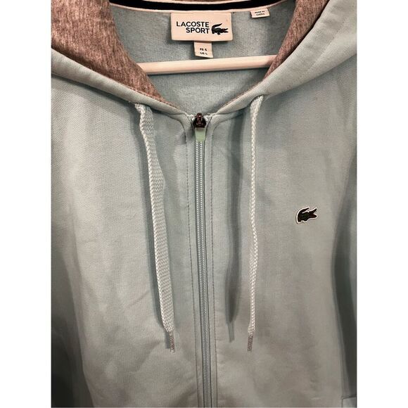 Lacoste Sport Fleece Light Blue Zip Up Hoodie sz 5 or L NWOT - Picture 4 of 15